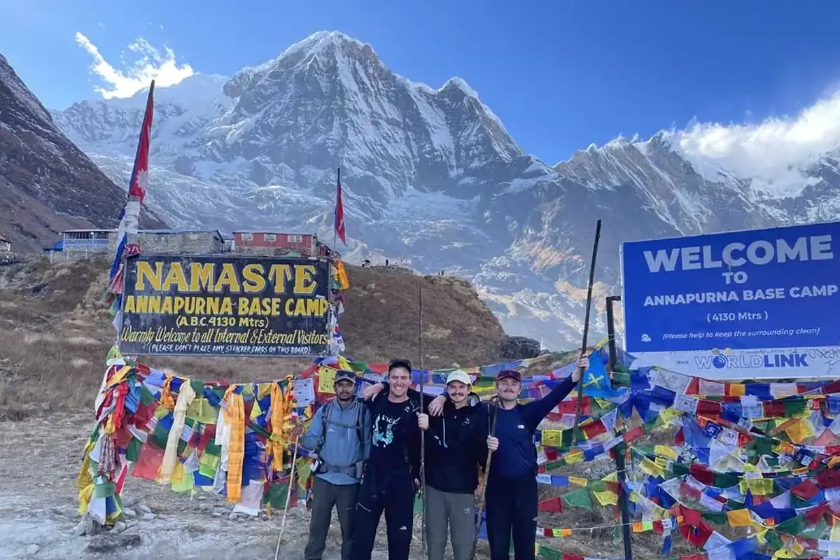 A Team at Annapurna Base Camp (4130 m) 